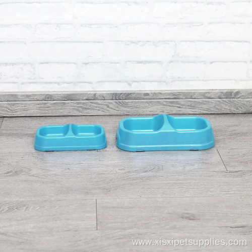 Double Plastic Bowls Puppy Food Cups Dog Bowl